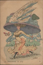 Woman in Very Large Hat Postcard