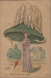 Woman in Very Large Hat Postcard