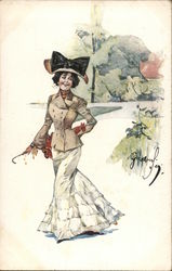 Well Dressed Woman Walking Postcard