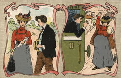 Man Romancing Woman Postcard