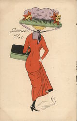 Dernier Chic - Woman with Large Hat Artist Signed Postcard Postcard