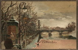 "Wednesday" View of Bridge and City in Distance German Days of the Week Postcard Postcard