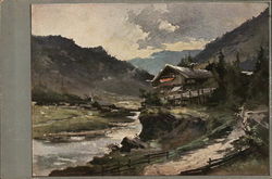 Mountain Home Scene Artist Signed Postcard Postcard