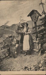 Photo of two people kissing in the countrysided Postcard Postcard