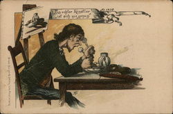 "A true artist is never enough" Artist Eating his Still Life Subject Artists Postcard Postcard