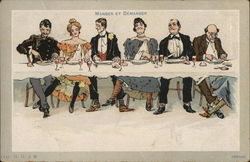 Couples Playing Footsie at Meal Comic Postcard Postcard