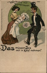 German: Man Surprised with a Baby Children Postcard Postcard