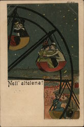 Nell'altalena! - Couples Kissing on Ferris Wheel Postcard