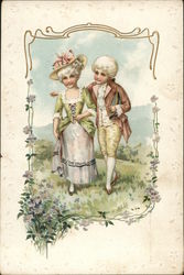 Finely Dressed Young Couple Postcard