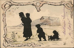 Children Going for Walk Postcard