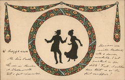 Silhouette of Couple Dancing Postcard