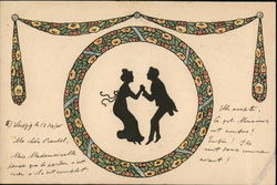 Silhouette of Couple Dancing Silhouettes Postcard Postcard