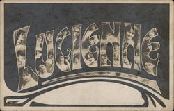 The Name "Lucienne" Spelled with Letters Containing Female Photos Postcard