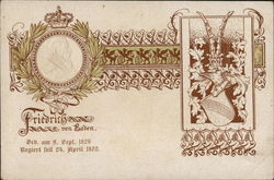 Friedrich von Baden Beb: am 9, Sept. 1826 Regievt feit 24, April 1852 Germany Royalty Postcard Postcard