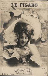 Snapshot of Woman Through Newspaper Actresses Postcard Postcard