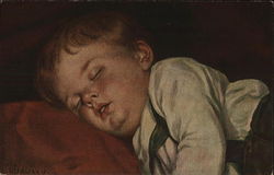 Redhead Boy Sleeps On A Pillow Postcard