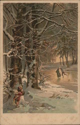 Couple Ice Skating Postcard