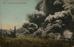 California Oil Wells on FIre Postcard