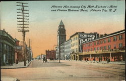 Atlantic Ave showing City Hall Kuehule's Hotel and Chelsea National Bank Atlantic City, NJ Postcard Postcard Postcard