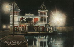 Electric Park at Night Baltimore, MD Postcard Postcard Postcard