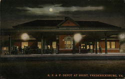 R.F. & P. Depot at Night Postcard