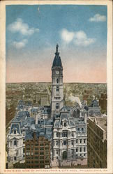 Bird's Eye View of CIty & City Hall Philadelphia, PA Postcard Postcard Postcard