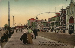 A View of the Boulevard Revere Beach, MA Postcard Postcard Postcard