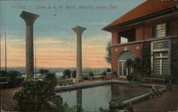 Scene at A.H. Marks Mansion Akron, OH Postcard Postcard Postcard