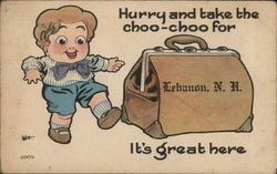 Hurry and take the choo-choo for Lebanon, N.H. Postcard