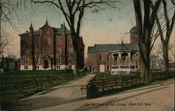 City Hall Park & High School Postcard