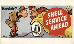 Need air? Shell Service Ahead Postcard