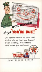 Our Record says "You're Due!" Postcard