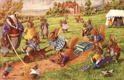 The Wheelbarrow Race by Racey Helps Dressed Animals Postcard Postcard Postcard