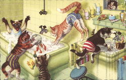 Cats in the Bathroom Postcard