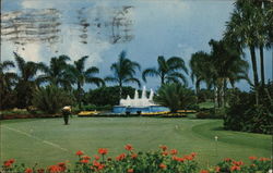 Fountain and Putting Greens at Miami's Doral Country Club Florida Postcard Postcard Postcard