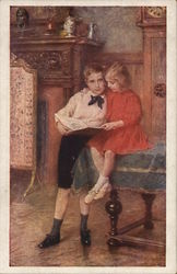 Children reading a book Postcard Postcard