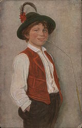 Child with Straw "The village prince" Postcard