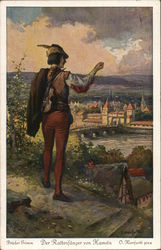 Pied Piper of Hameln (Brothers Grimm) Art Postcard Postcard