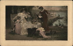 Women and Children Picnicking Near Pier in Water Postcard Postcard