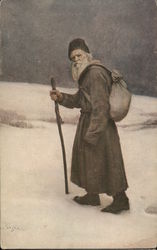 Portrait of a Old Man, Winter "En Route" Postcard