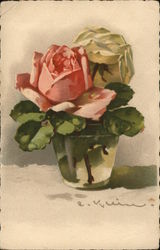 Rose in a Glass C. Klein Postcard Postcard