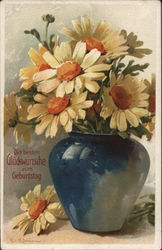 White and Orange Flowers in Blue Vase C. Klein Postcard Postcard