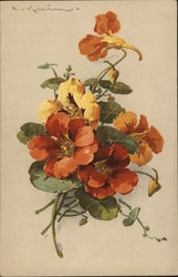 Yellow and Orange Flowers, Green Leaves Postcard