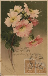 Pink and Yellow Flowers with Green Leaves Postcard