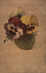 Green Vase With Pansies C. Klein Postcard Postcard