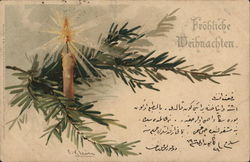 Burning Candle With Pine Bough C. Klein Postcard Postcard