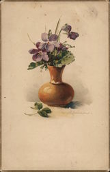 Violet flowers in a vase C. Klein Postcard Postcard