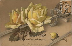 Yellow Roses with Green Leaves and Ribbon C. Klein Postcard Postcard