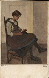 Woman Reading a Book Postcard