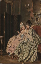 Two women reading Postcard